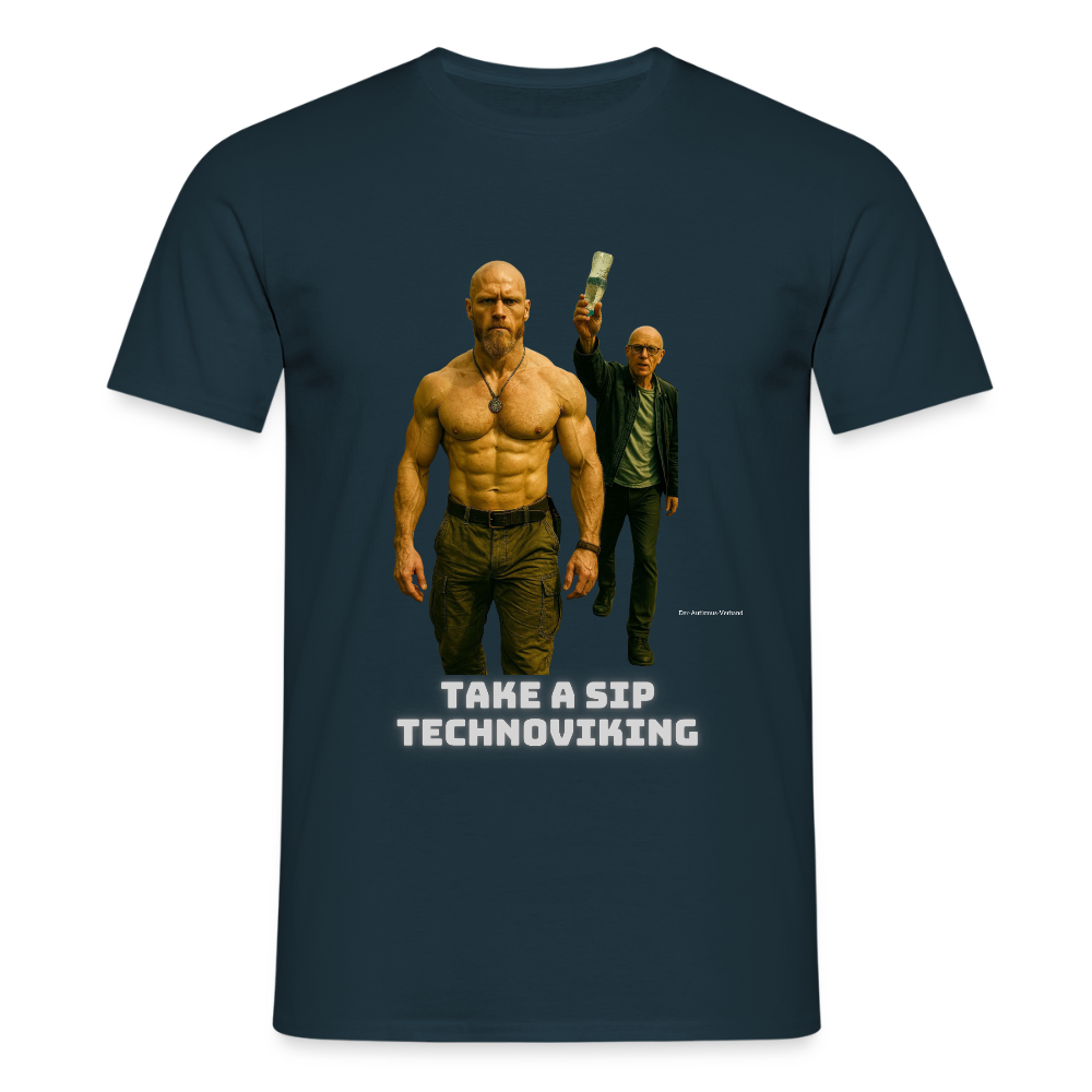 Take a sip Technoviking - Männer T-Shirt - Navy