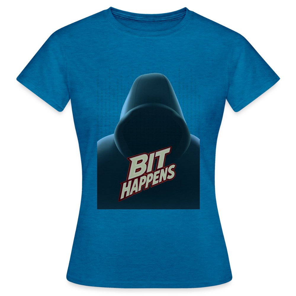 Bit Happens - Frauen T-Shirt - Antikblaues Saphir meliert