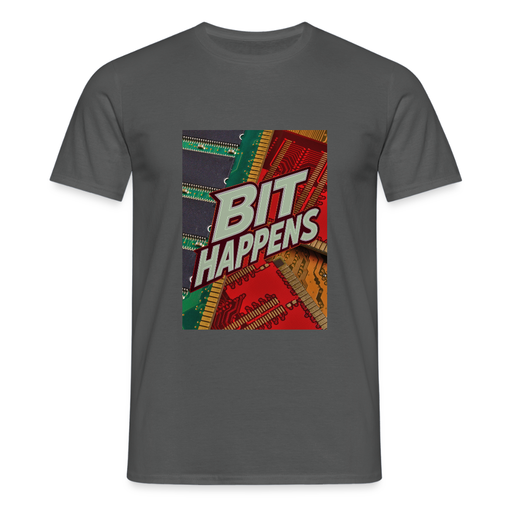 Bit Happens - Männer T-Shirt - Anthrazit