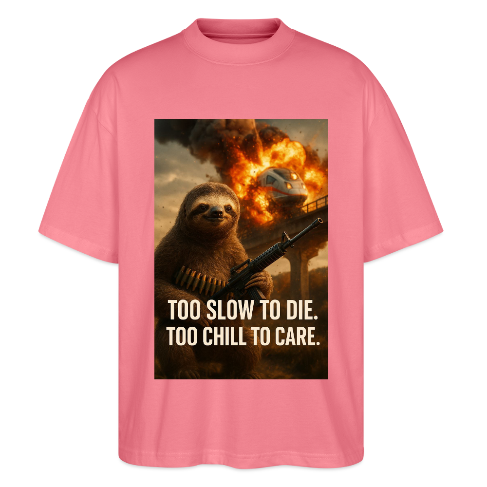 Slow sloth to chill to care - Stanley/Stella Oversized Unisex Bio T-Shirt Blaster - Pink