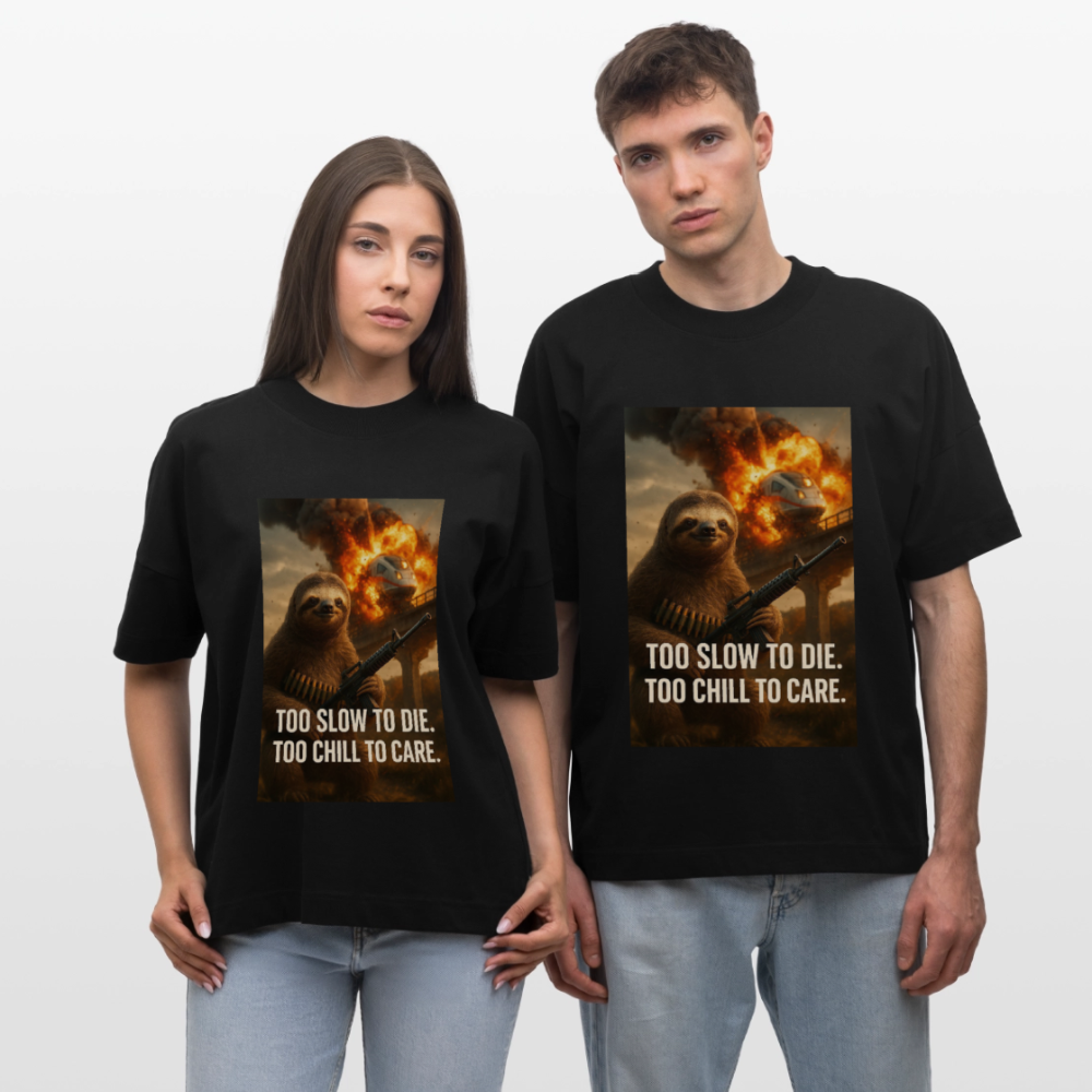 Slow sloth to chill to care - Stanley/Stella Oversized Unisex Bio T-Shirt Blaster - Schwarz