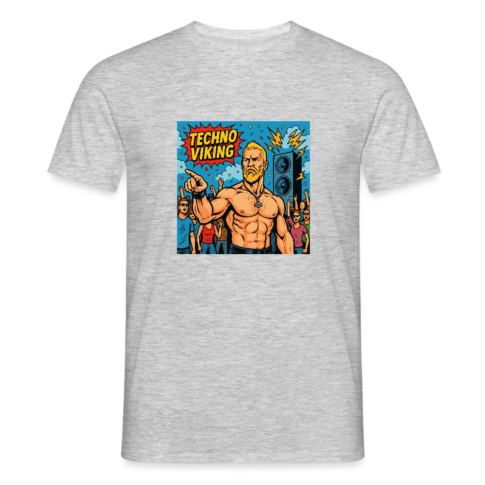 Technoviking Comic - Männer T-Shirt - Grau meliert