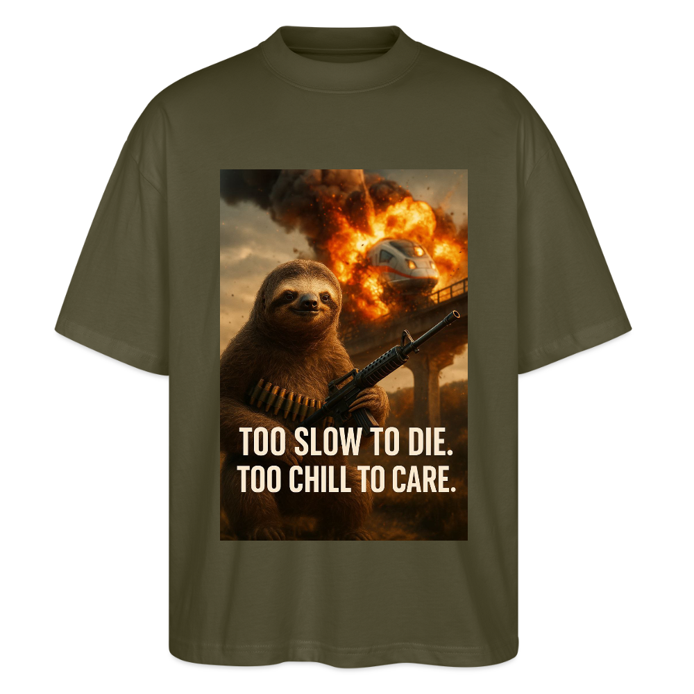 Slow sloth to chill to care - Stanley/Stella Oversized Unisex Bio T-Shirt Blaster - Khaki