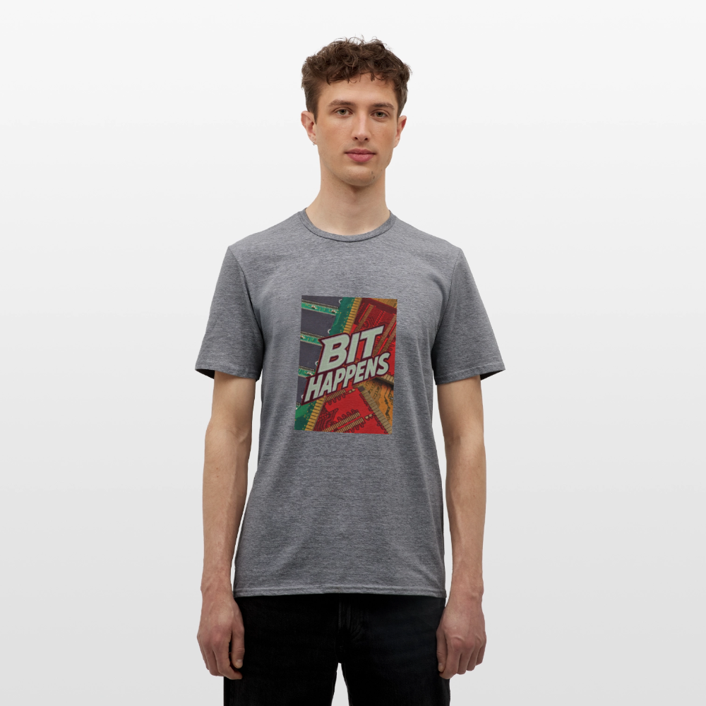 Bit Happens - Männer T-Shirt - Graphit meliert