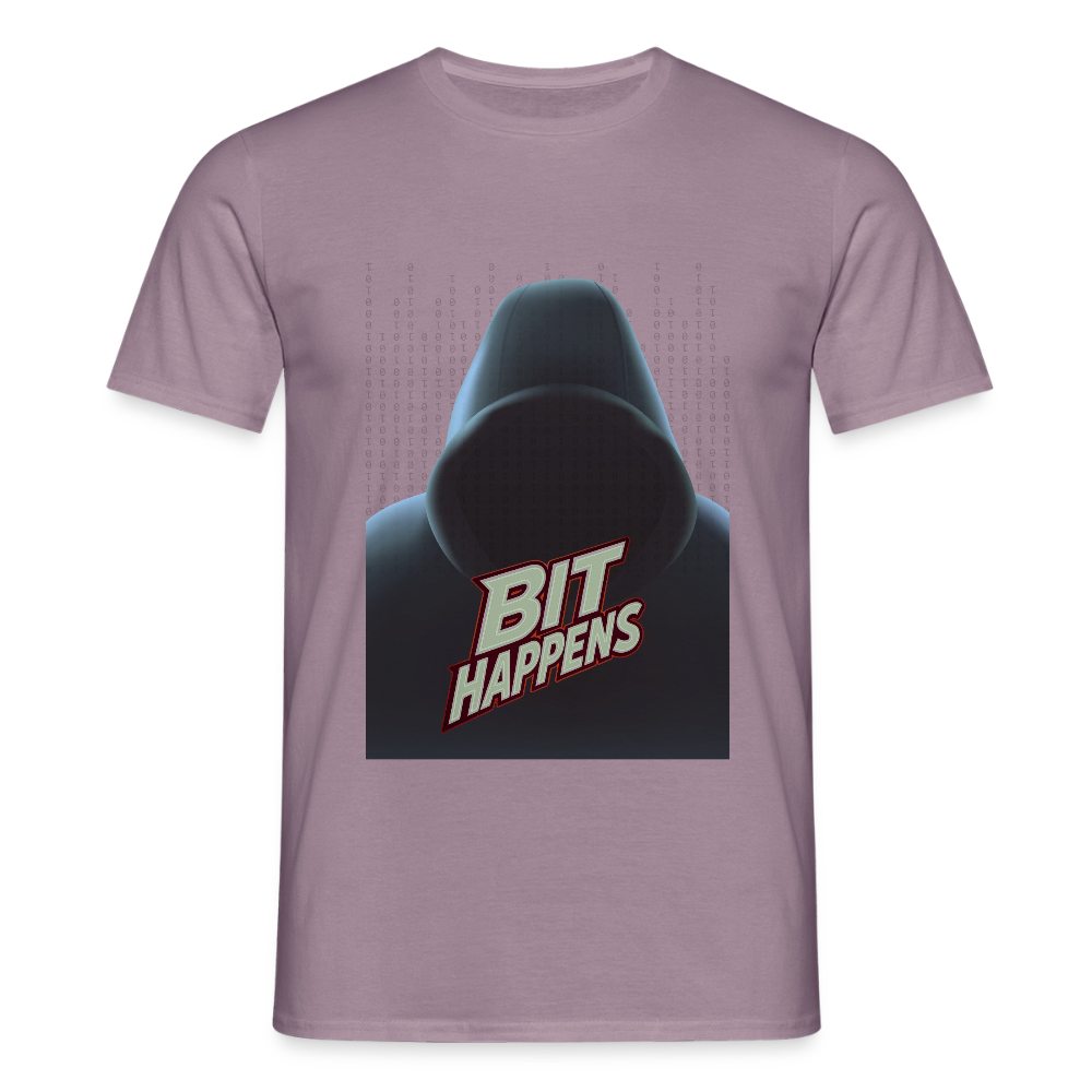 Bit Happens - Männer T-Shirt - Lilagrau
