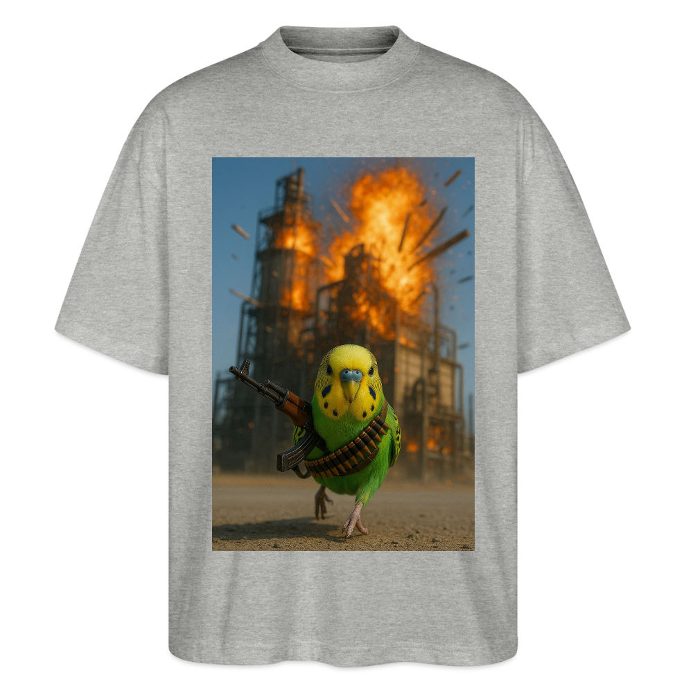Wellensittich Budgie hat genug - Stanley/Stella Oversized Unisex Bio T-Shirt Blaster - Grau meliert