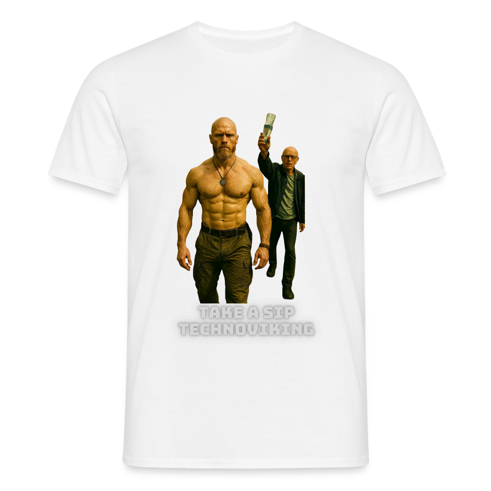 Take a sip Technoviking - Männer T-Shirt - Weiß