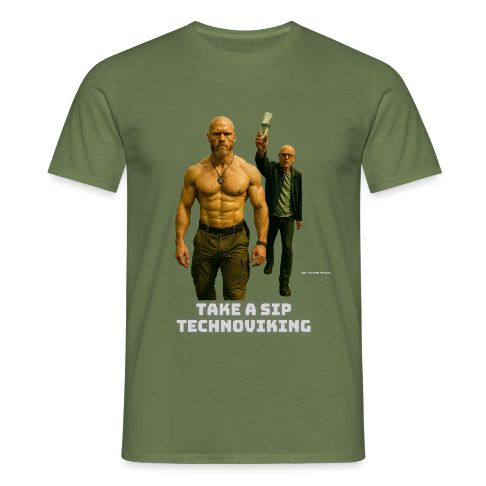 Take a sip Technoviking - Männer T-Shirt - Militärgrün