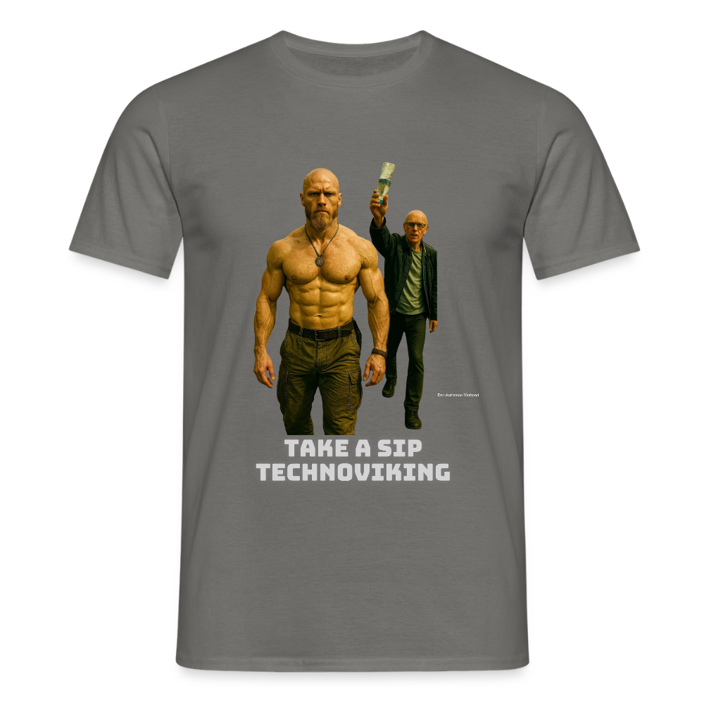 Take a sip Technoviking - Männer T-Shirt - Graphit