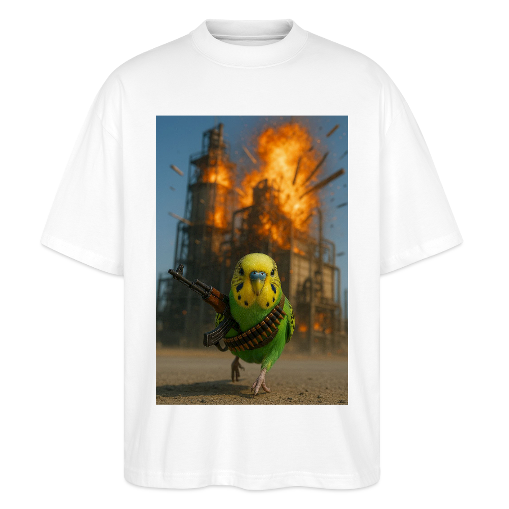 Wellensittich Budgie hat genug - Stanley/Stella Oversized Unisex Bio T-Shirt Blaster - Weiß
