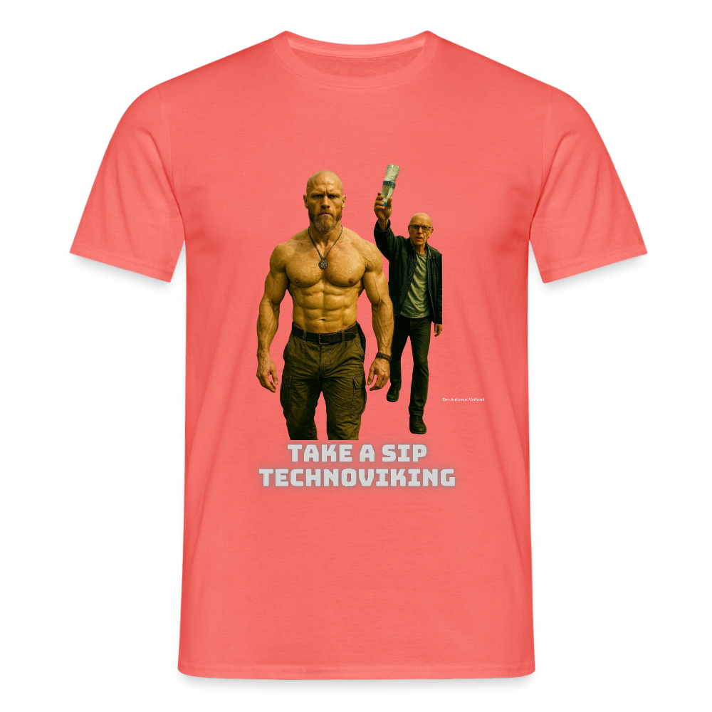 Take a sip Technoviking - Männer T-Shirt - Koralle