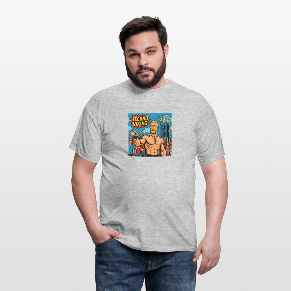 Technoviking Comic - Männer T-Shirt - Grau meliert