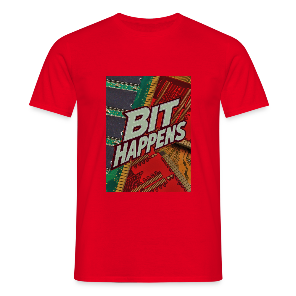 Bit Happens - Männer T-Shirt - Rot