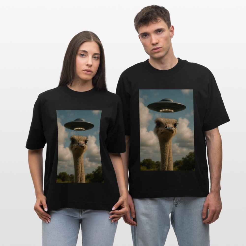 They are here ostrich - Stanley/Stella Oversized Unisex Bio T-Shirt Blaster - Schwarz