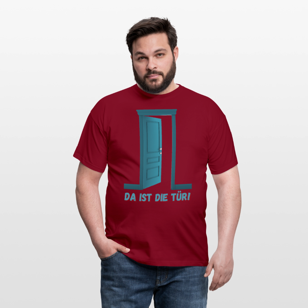 Da ist die Tür - Männer T-Shirt - Ziegelrot