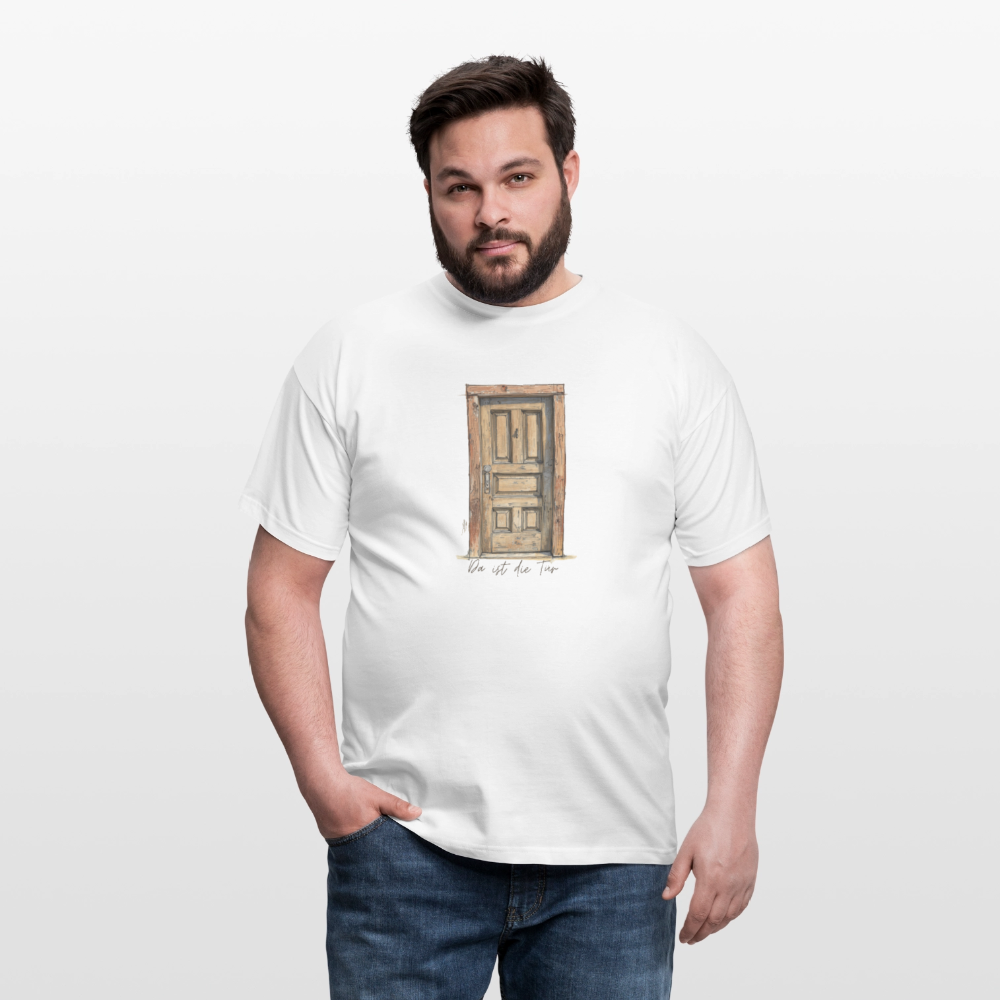 Da ist die Tür Sketch - Männer T-Shirt - Weiß