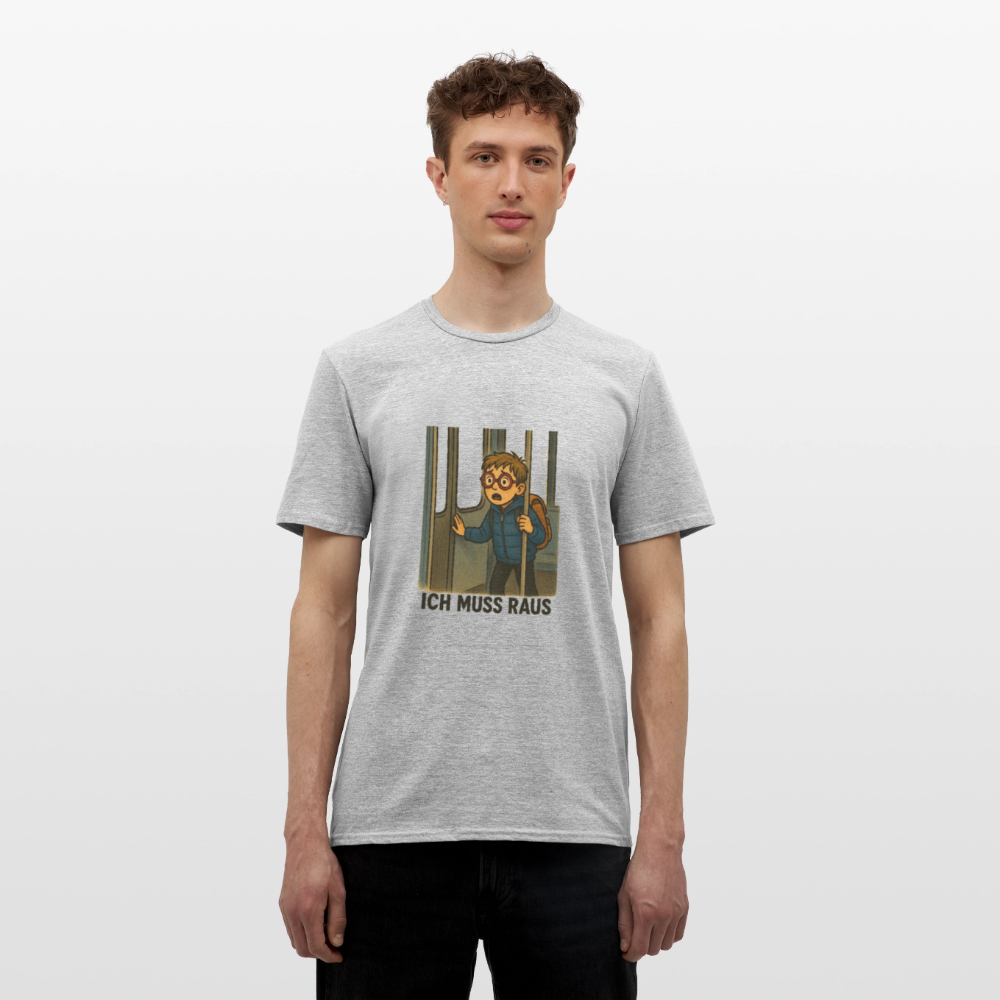 Junge im Bus ich muss raus - Männer T-Shirt - Grau meliert
