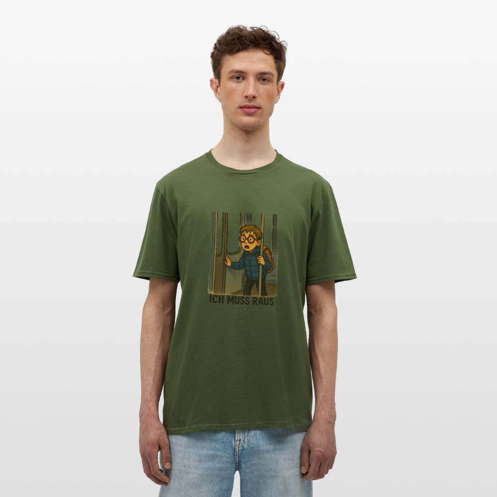 Junge im Bus ich muss raus - Männer T-Shirt - Militärgrün