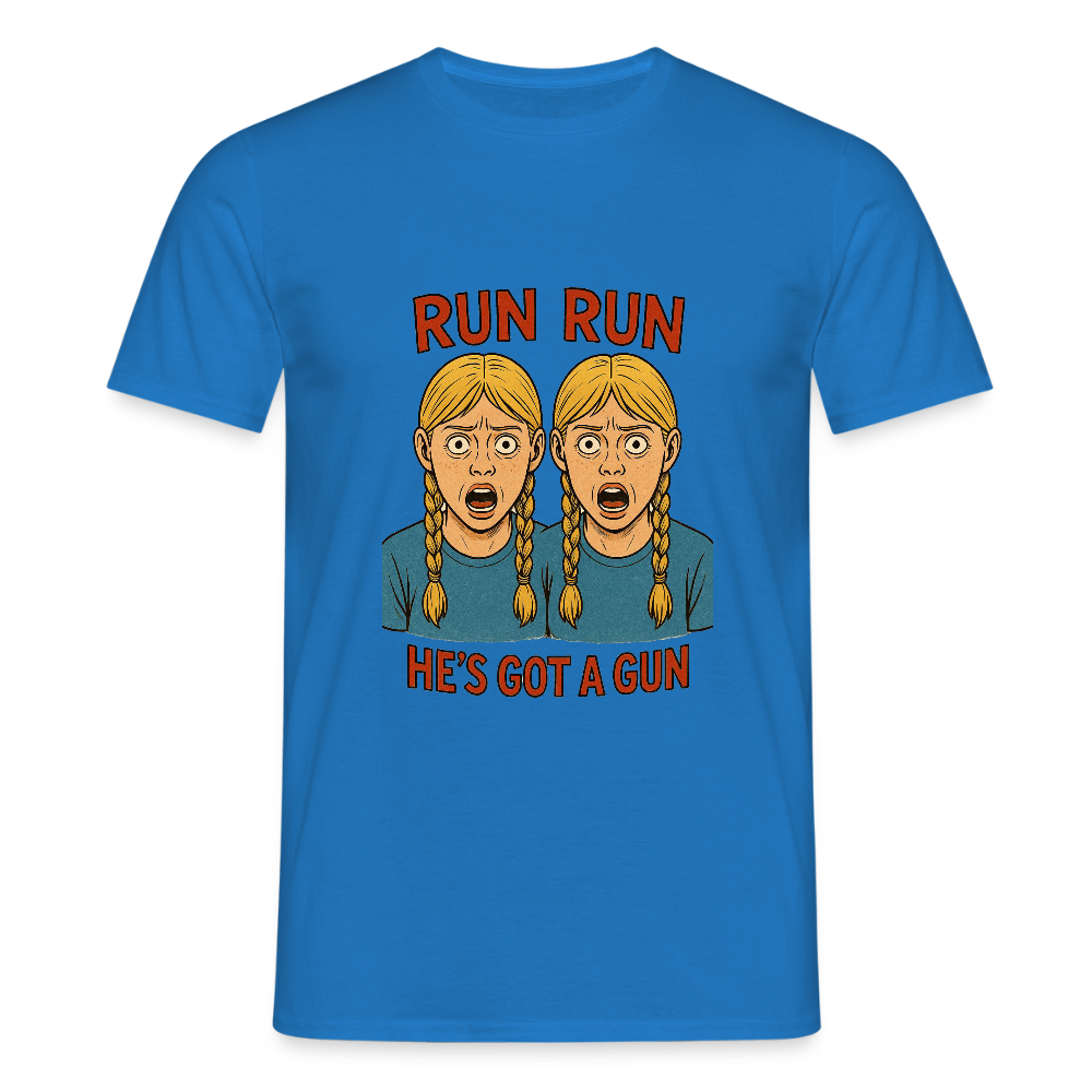 Zwillinge - run he´s got a gun - Männer T-Shirt - Royalblau