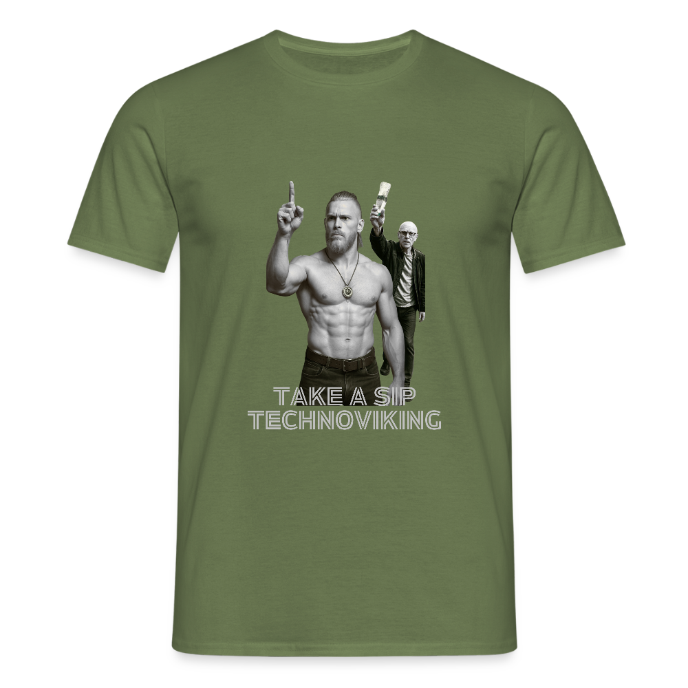Take a sip Technoviking - Männer T-Shirt - Militärgrün