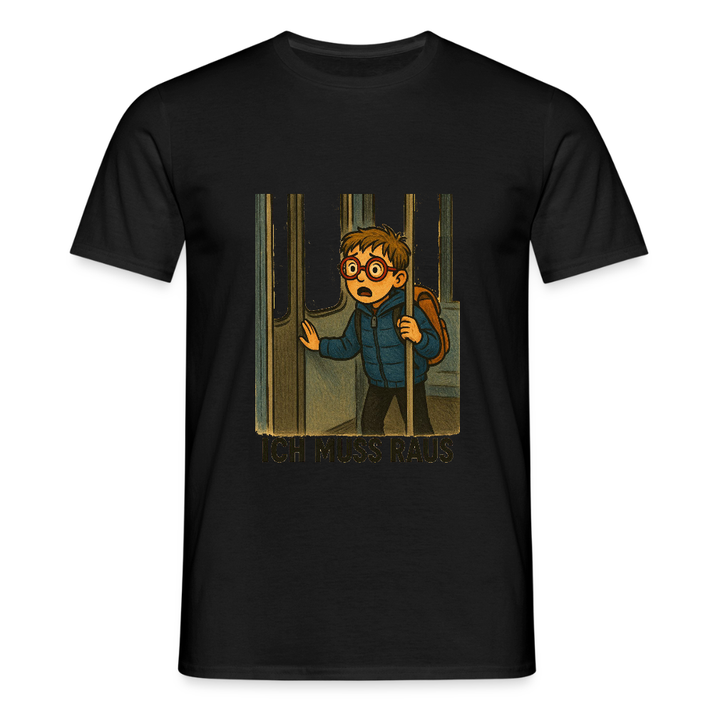Junge im Bus ich muss raus - Männer T-Shirt - Schwarz