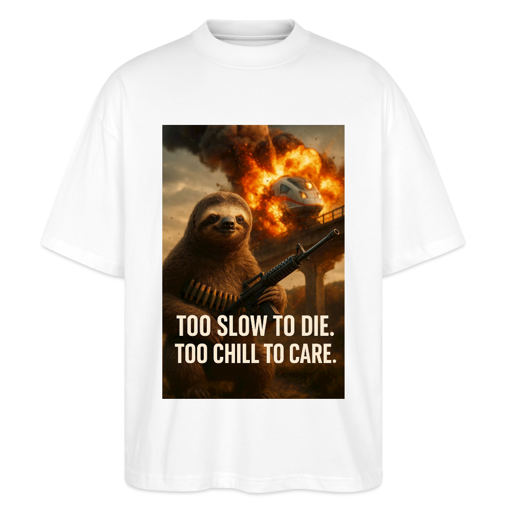 Slow sloth to chill to care - Stanley/Stella Oversized Unisex Bio T-Shirt Blaster - Weiß