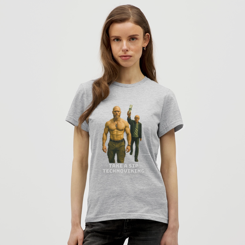 Take a sip Technoviking - Frauen T-Shirt - Grau meliert