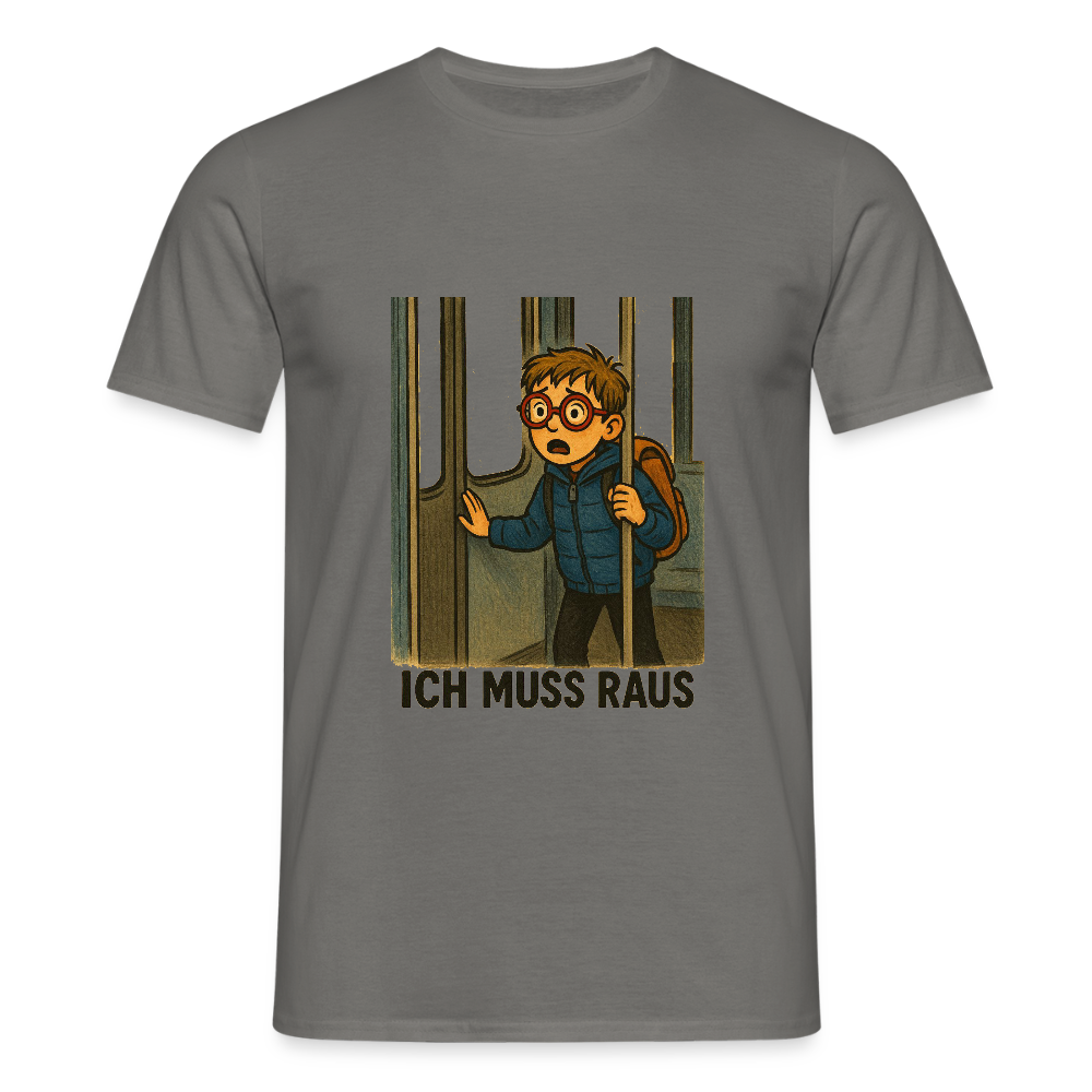 Junge im Bus ich muss raus - Männer T-Shirt - Graphit