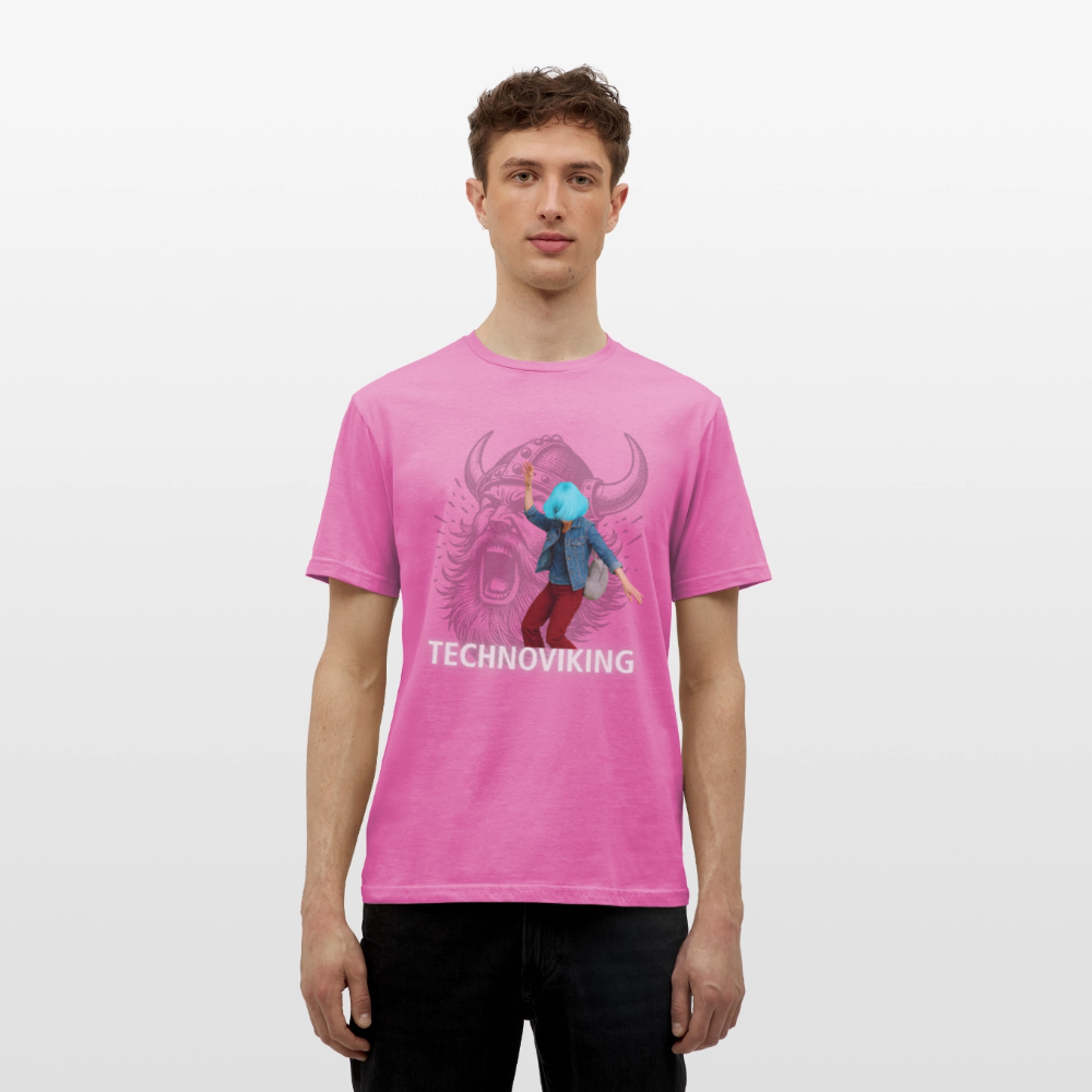 Technoviking protects blue haired girl - Männer T-Shirt - Pink