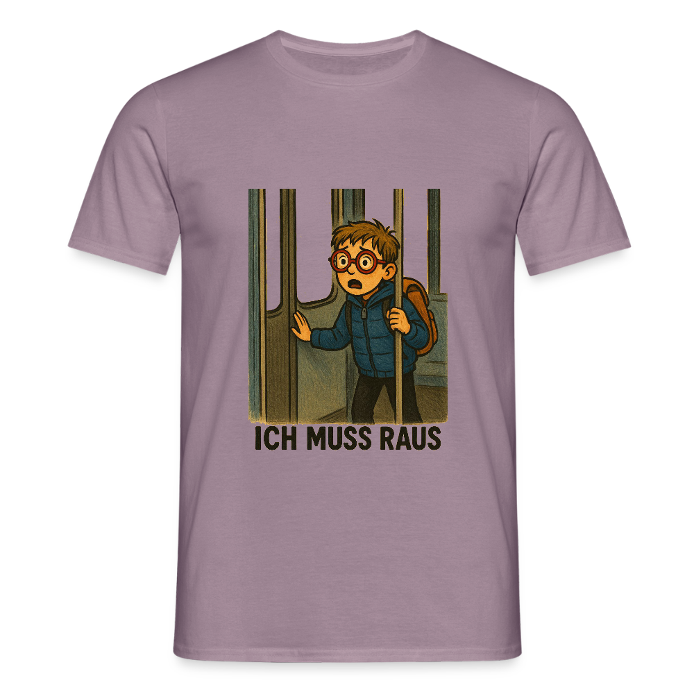 Junge im Bus ich muss raus - Männer T-Shirt - Lilagrau 