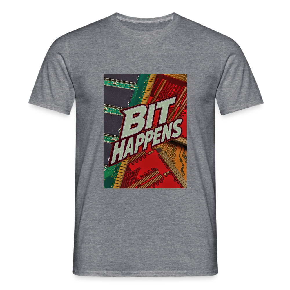 Bit Happens - Männer T-Shirt - Graphit meliert