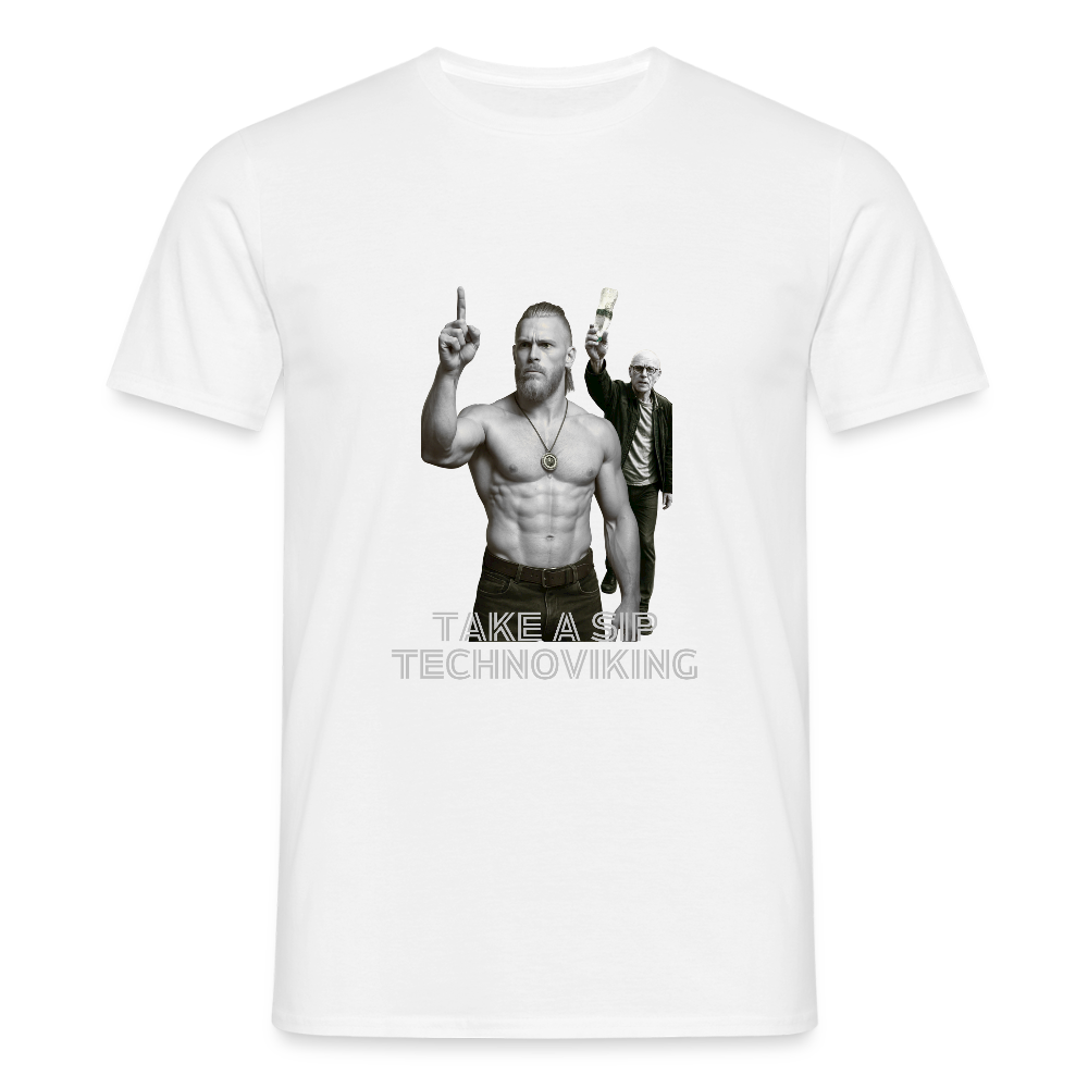 Take a sip Technoviking - Männer T-Shirt - Weiß
