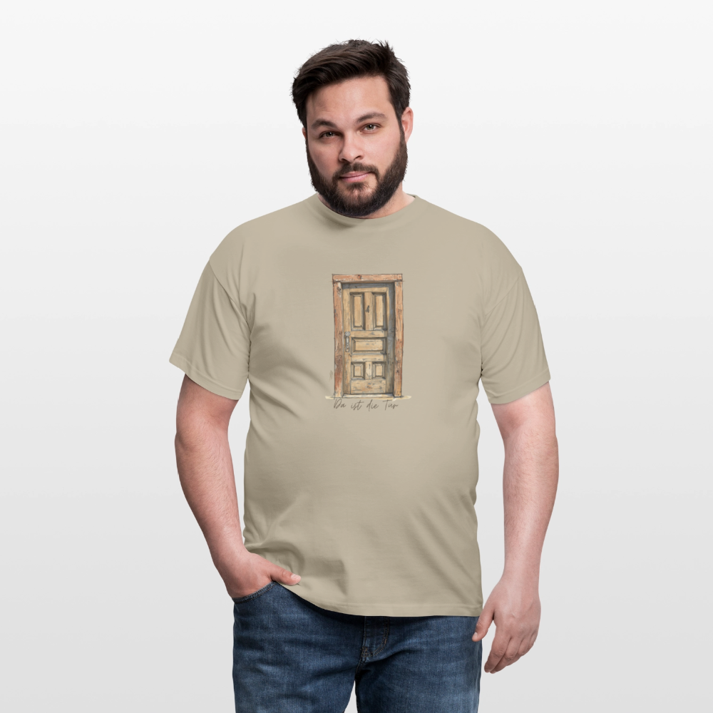 Da ist die Tür Sketch - Männer T-Shirt - Sandbeige