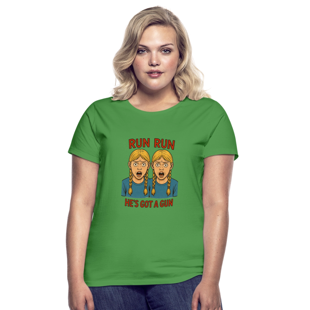 Zwillinge - run he´s got a gun - Frauen T-Shirt - Kelly Green