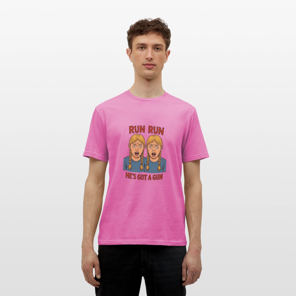 Zwillinge - run he´s got a gun - Männer T-Shirt - Pink