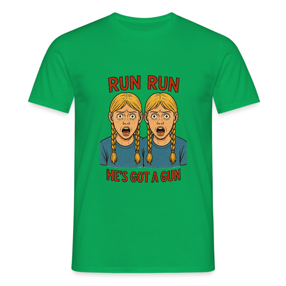 Zwillinge - run he´s got a gun - Männer T-Shirt - Kelly Green