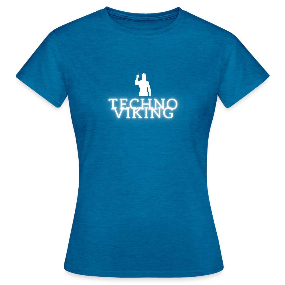 Technoviking drink & dance - Frauen T-Shirt - Antikblaues Saphir meliert