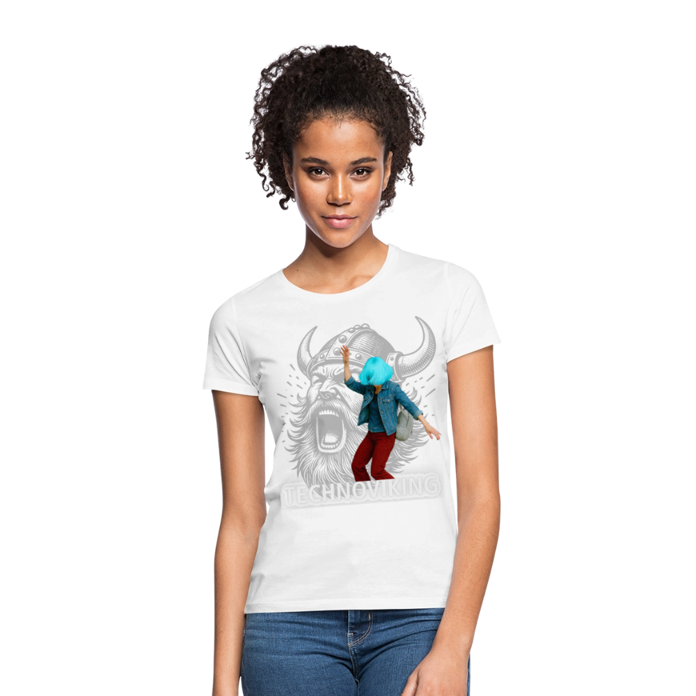 Technoviking protects blue haired girl - Frauen T-Shirt - Weiß