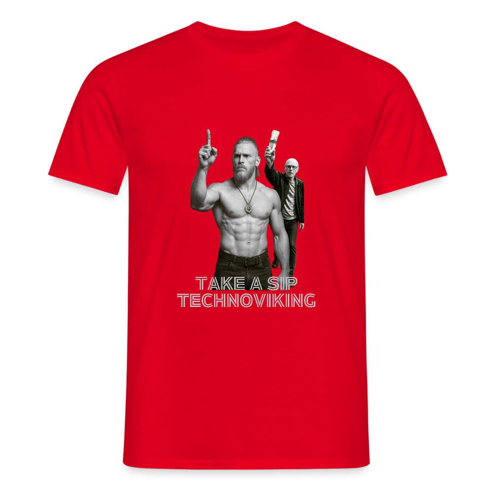 Take a sip Technoviking - Männer T-Shirt - Rot