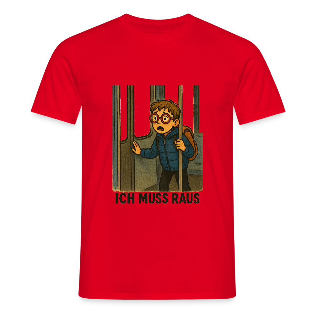 Junge im Bus ich muss raus - Männer T-Shirt - Rot