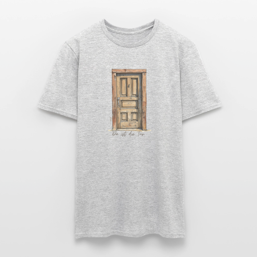 Da ist die Tür Sketch - Männer T-Shirt - Grau meliert