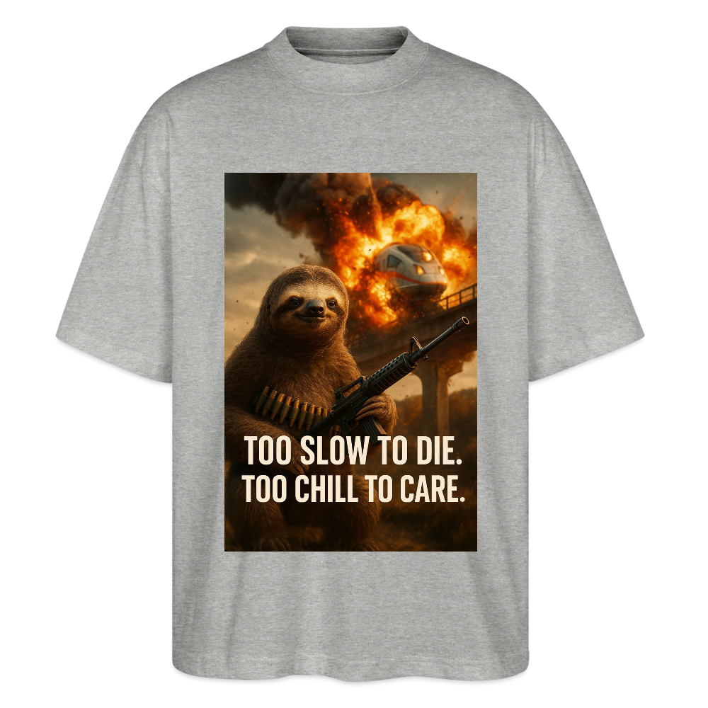 Slow sloth to chill to care - Stanley/Stella Oversized Unisex Bio T-Shirt Blaster - Grau meliert