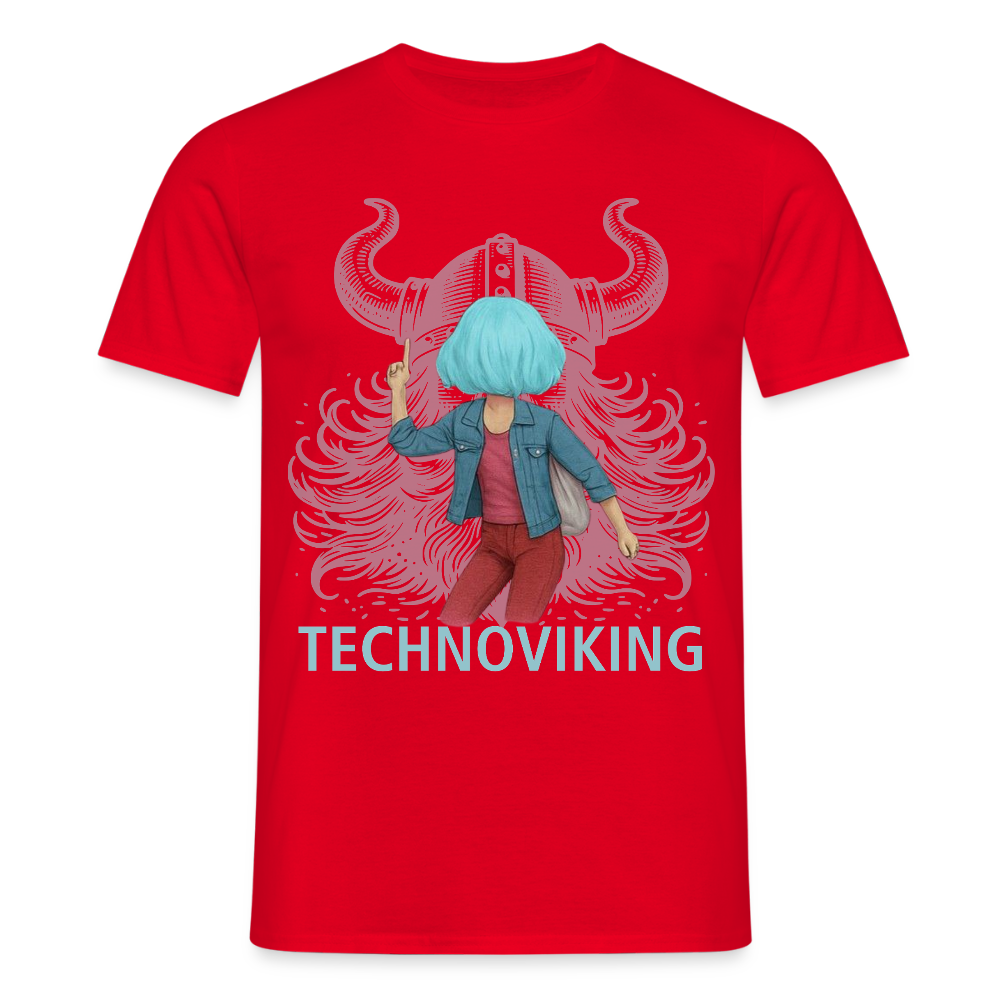 Technoviking rescue moment - Männer T-Shirt - Rot