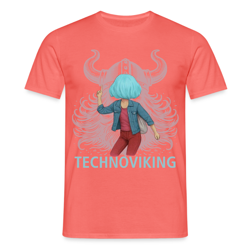 Technoviking rescue moment - Männer T-Shirt - Koralle