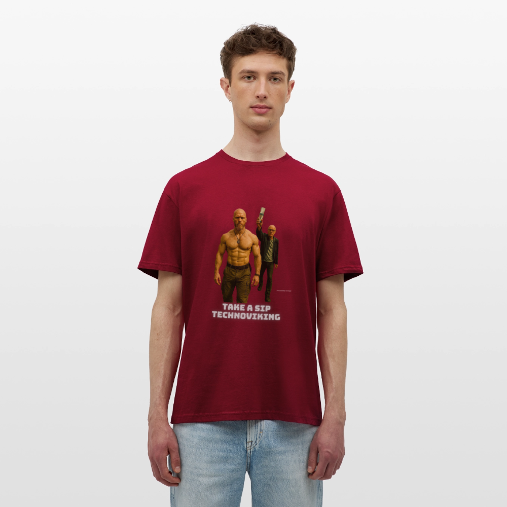 Take a sip Technoviking - Männer T-Shirt - Ziegelrot