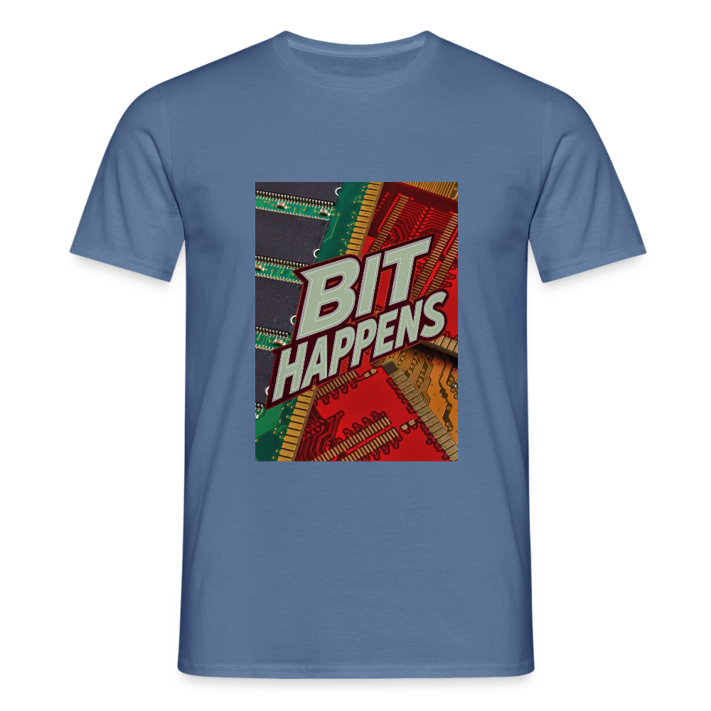 Bit Happens - Männer T-Shirt - Taubenblau 