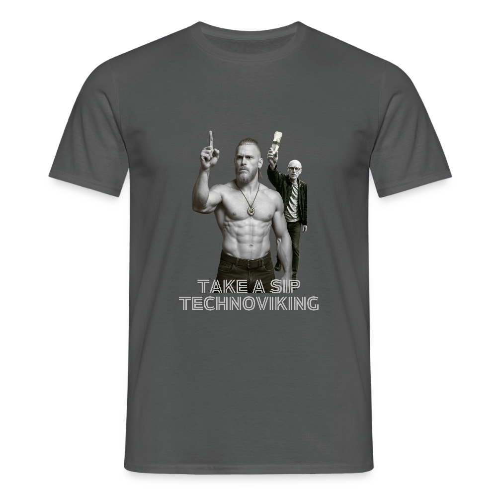 Take a sip Technoviking - Männer T-Shirt - Anthrazit