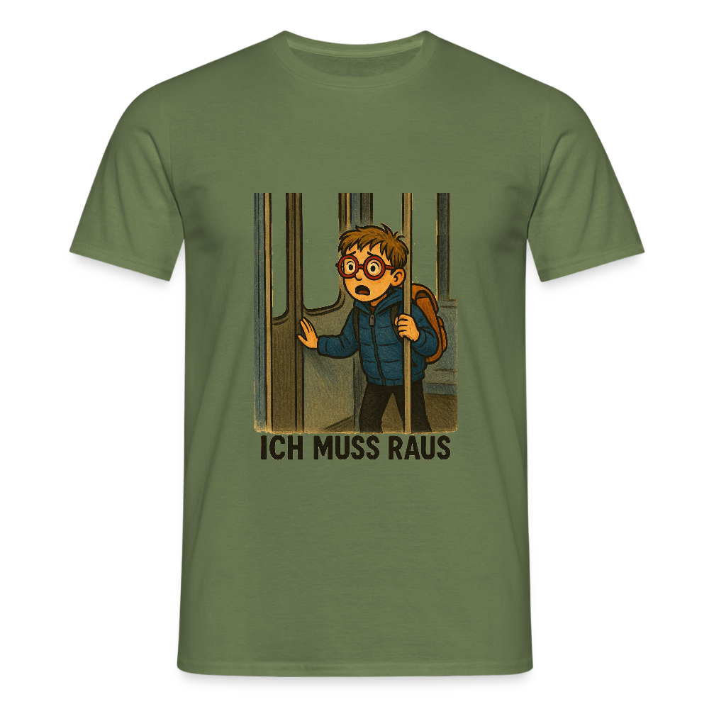 Junge im Bus ich muss raus - Männer T-Shirt - Militärgrün