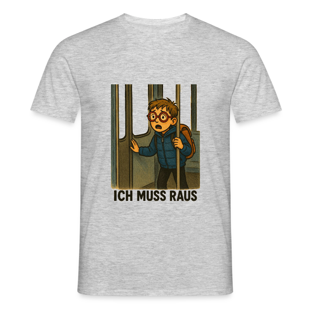 Junge im Bus ich muss raus - Männer T-Shirt - Grau meliert