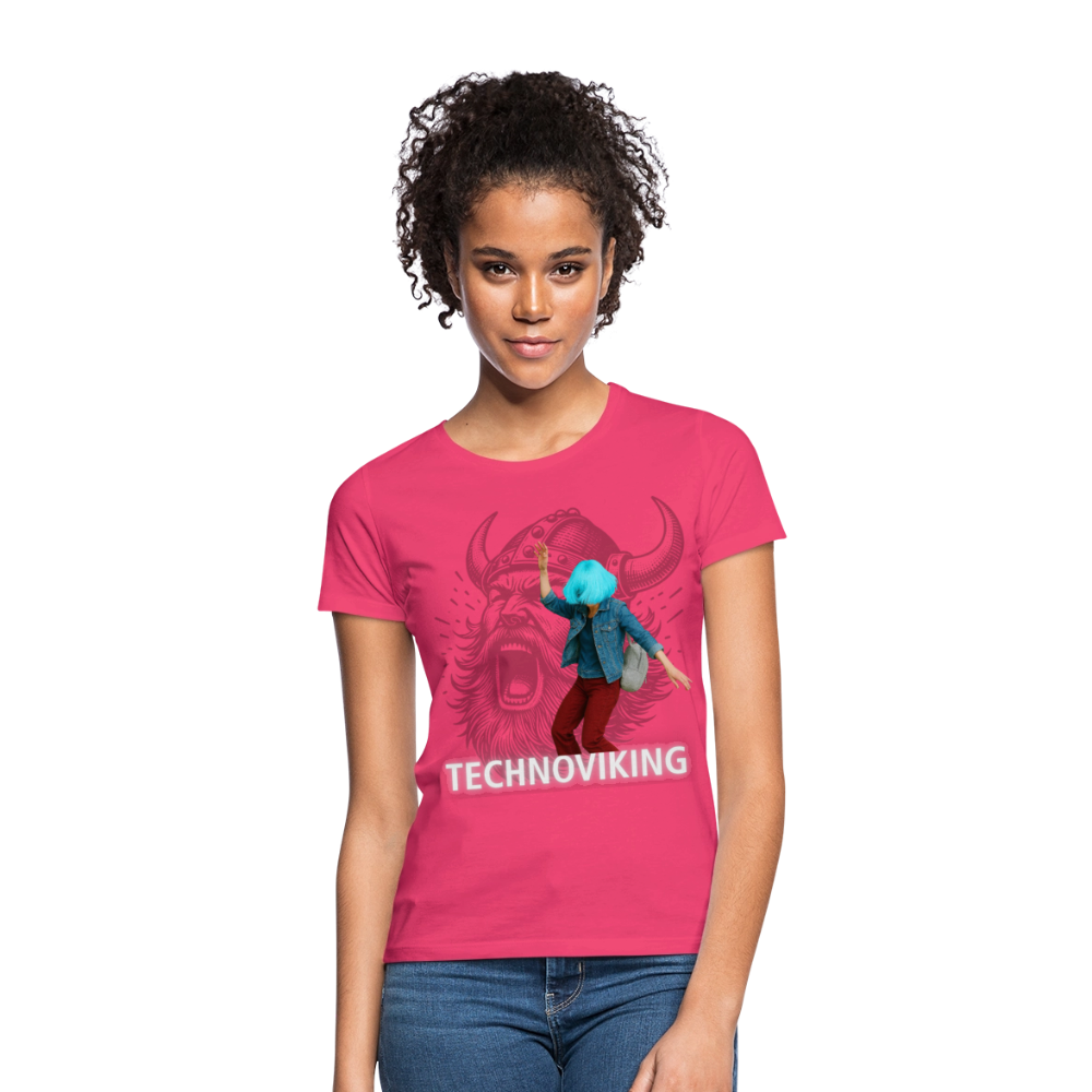 Technoviking protects blue haired girl - Frauen T-Shirt - Azalea